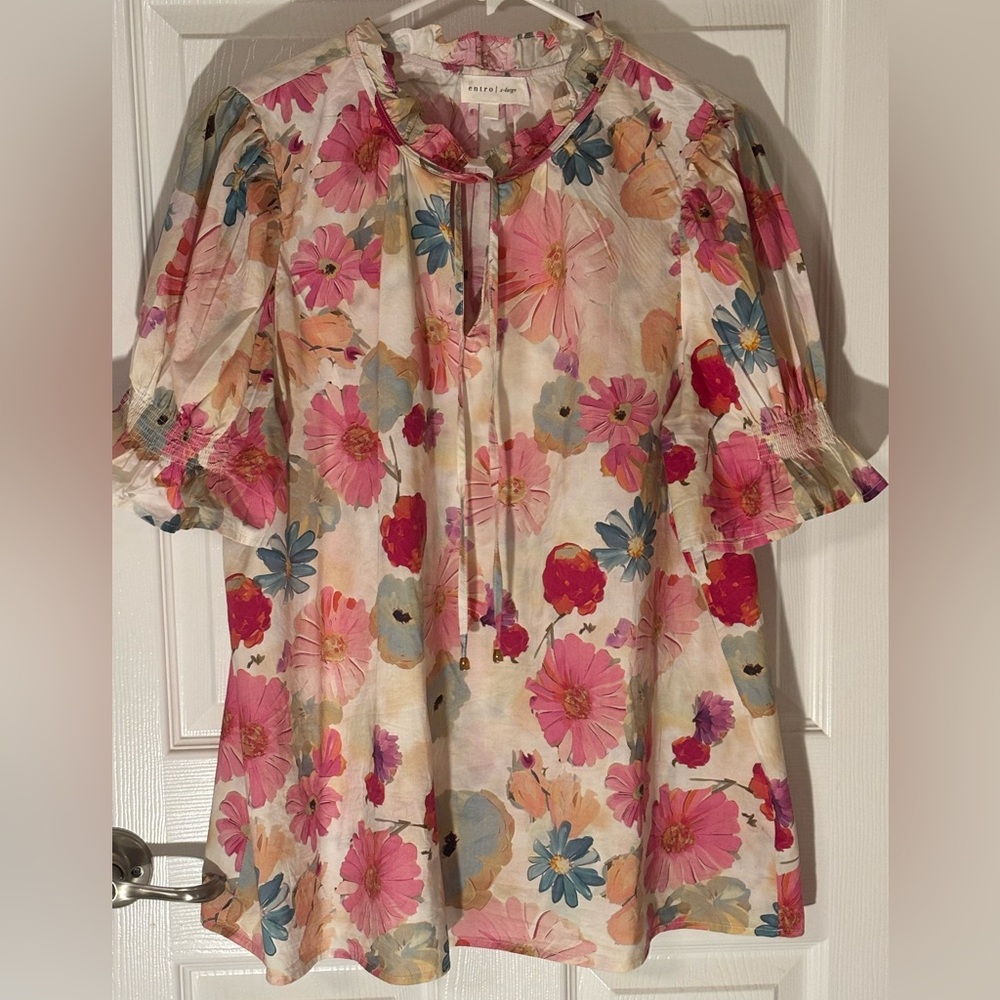 ENTRO Floral Print Women's Top XL